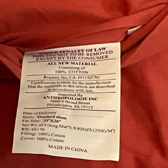 Anthropologie Rivulet Quilted 2pc standard pillow shams CORAL - Picture 4 of 10